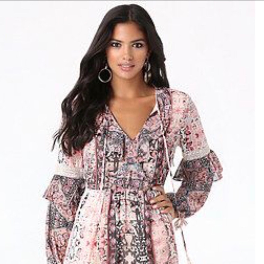 Bebe Folkloric Ruffle Dress - Picture 2 of 4